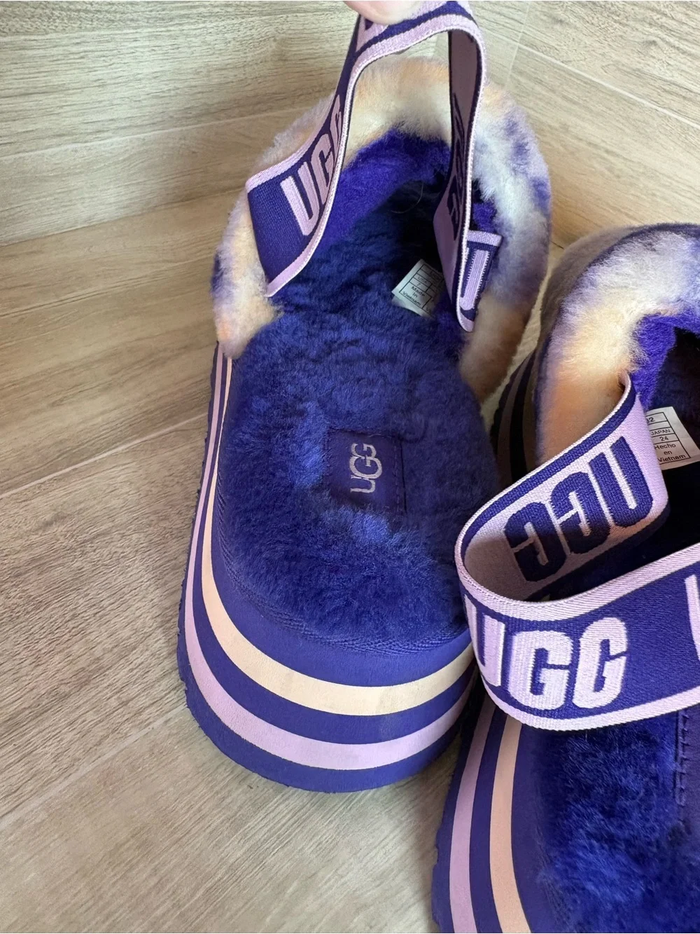Ugg disco slide stripe graphic strap platform slippers sandals violet night